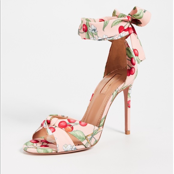 NEW Aquazzura All Tied Up Sandal in Cherry Blossom - Picture 5 of 7